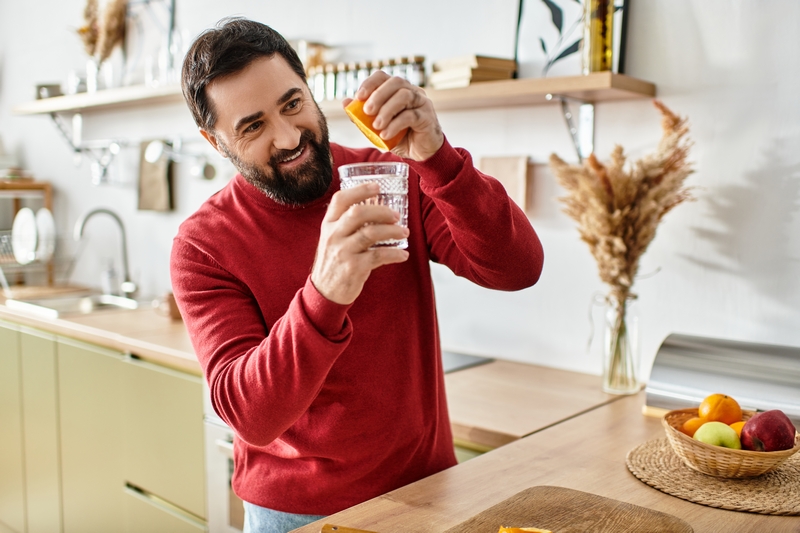 homme qui prend des vitamines