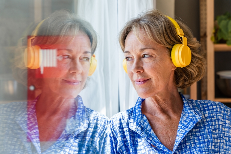 femme qui porte un casque audio