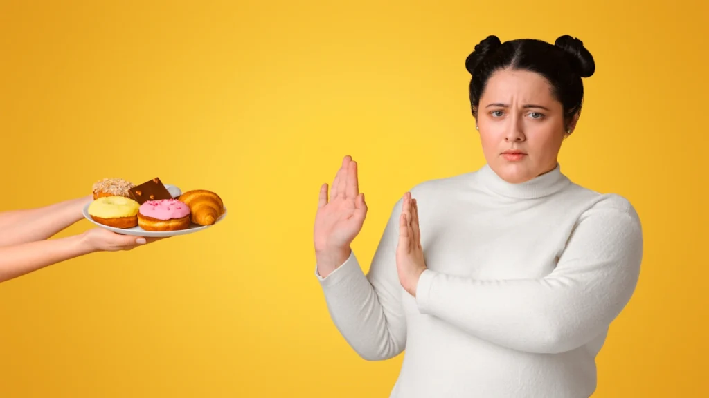 Une femme qui dit non au sucre